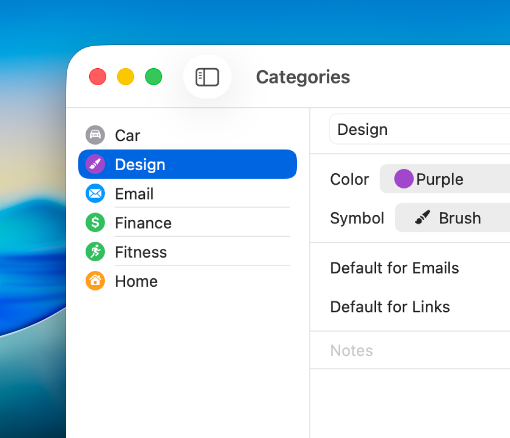 Categories in Firetask